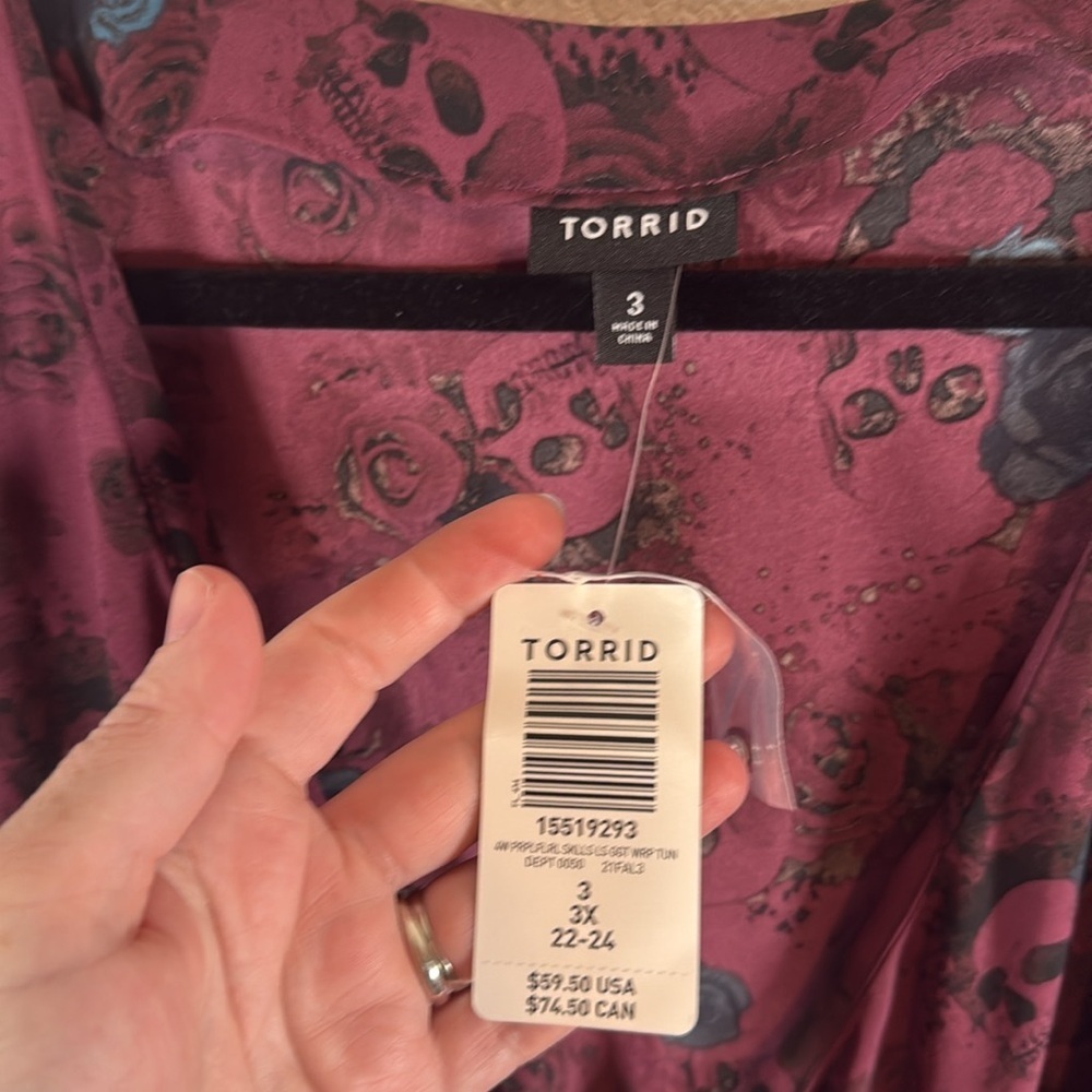 torrid Plum Floral High-Low Wrap Tunic - Picture 5 of 10